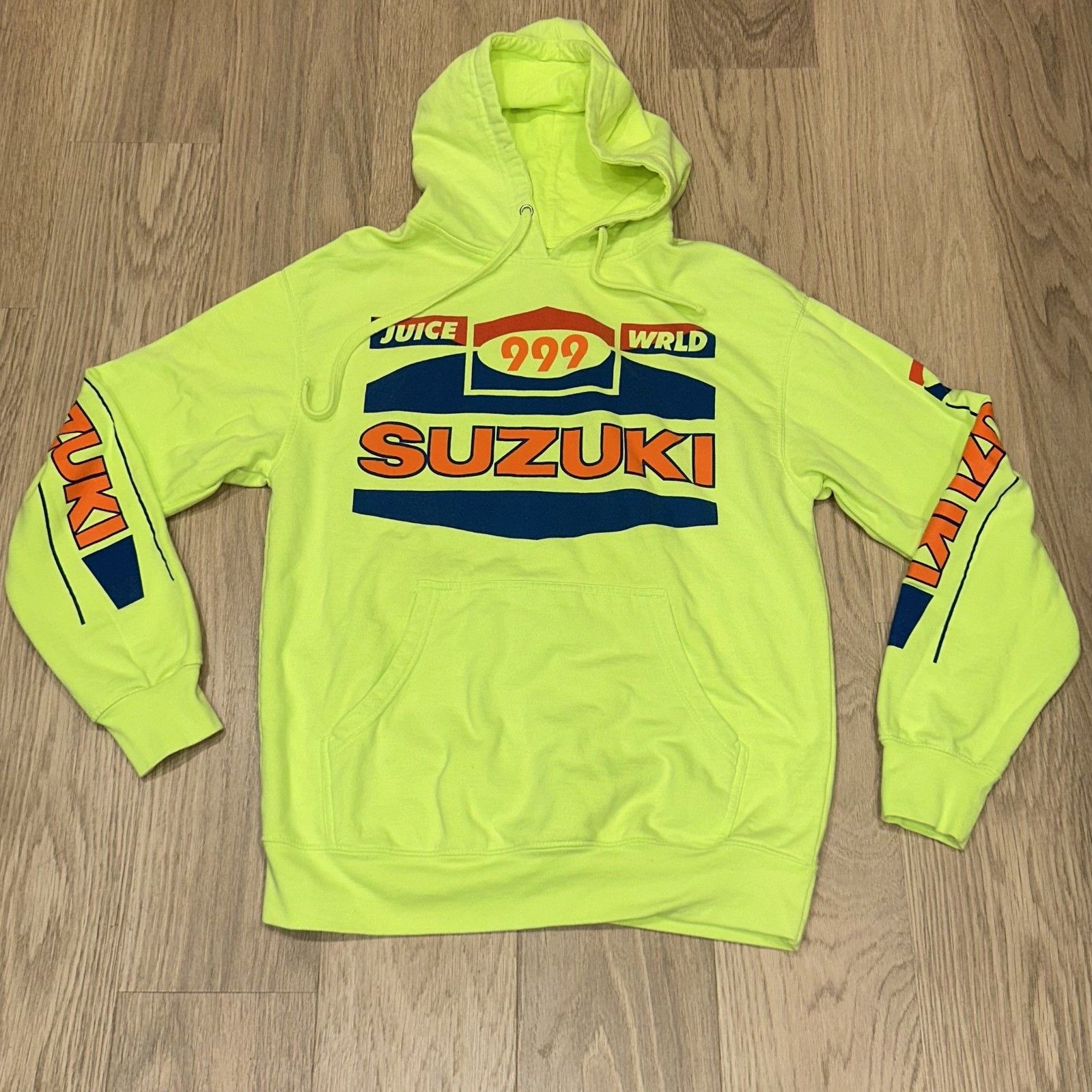 Juice Wrld Suzuki 999 Club Neon Green Graphic Hoodie Size Medium Rap Hip Hop